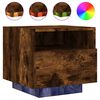 vidaXL Bedside Cabinets with LED Lights 2 pcs Smoked Oak 40x39x37 cm