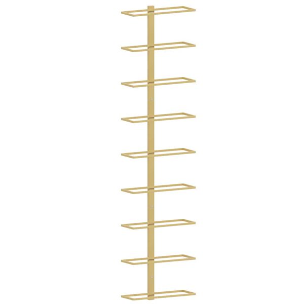 vidaXL Wall-mounted Wine Rack for 9 Bottles Gold Iron