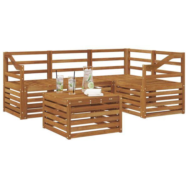 vidaXL Outdoor Sofa Set 5 pcs Natural Solid Acacia Wood