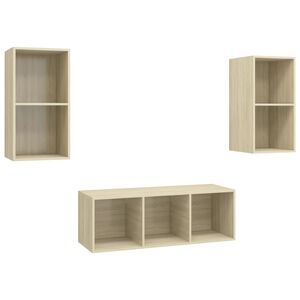 vidaXL 3 Piece TV Cabinet Set Sonoma Oak Engineered Wood