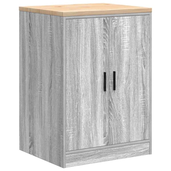 vidaXL Garage Storage Cabinet Grey Sonoma 60x51x85 cm Solid Wood Pine
