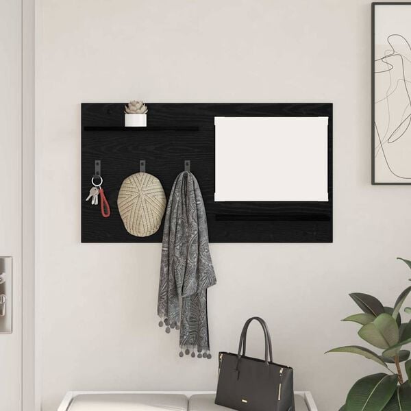 vidaXL Wall-Mounted Coat Rack with Shelf Black Oak 90 x 10 x 50 cm