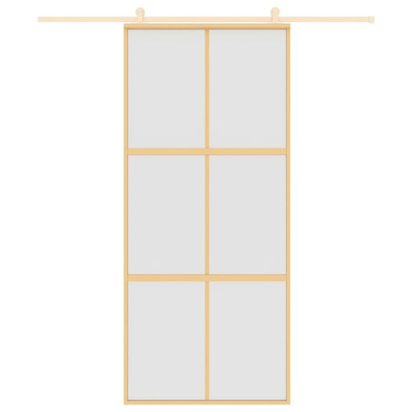 vidaXL Sliding Door Gold 90x205 cm Frosted ESG Glass and Aluminium