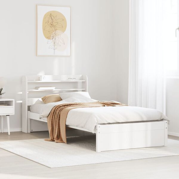 vidaXL Bed Frame with Headboard without Mattress White 90x200 cm