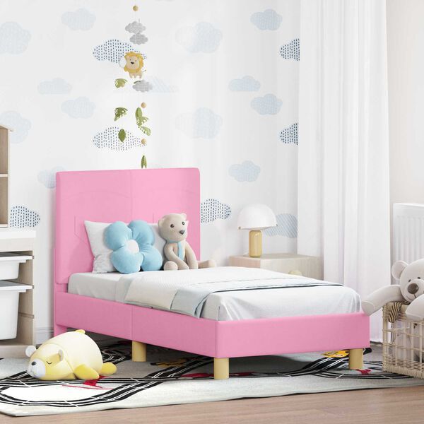 vidaXL Toddler Bed Frame with Headboard Pink 70 x 140 cm Fabric