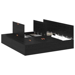 vidaXL Storage Bed Frame Black Oak 200 x 200 cm Engineered Wood