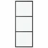vidaXL Sliding Door 3-Panel ESG Glass and Aluminium 76x205 cm Black