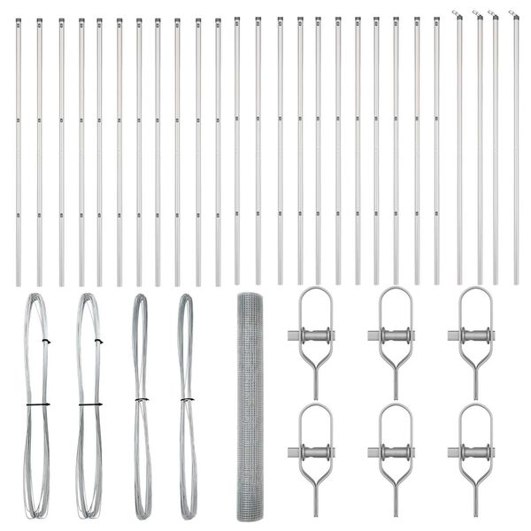 vidaXL Fence Post Silver 100 x 1 m (19 x 19 mm mesh) Steel