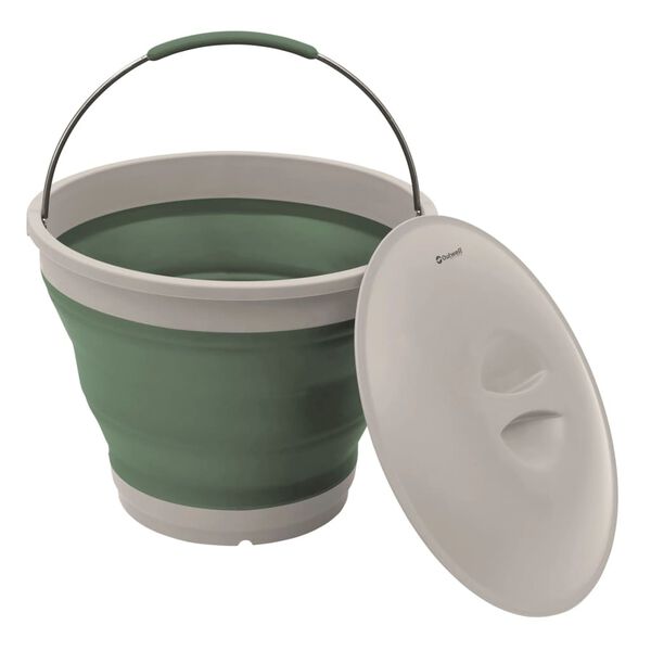Outwell Collapsible Bucket Round with Lid Shadow Green