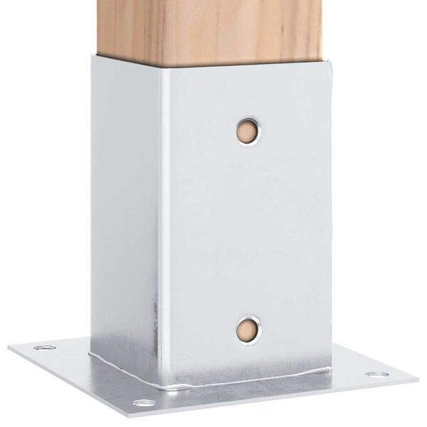 vidaXL Post Bases Square 4 pcs Silver 81x81 mm Galvanised Steel
