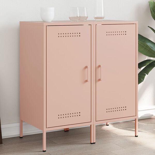 vidaXL Sideboards 2 pcs Pink 36x39x79 cm Steel