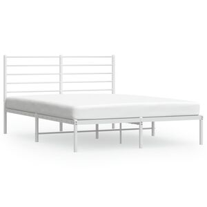 vidaXL Metal Bed Frame without Mattress with Headboard White 120x190cm
