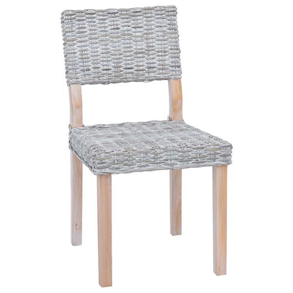 vidaXL Dining Chair 2 pcs White Wash 46 x 55 x 84 cm Kubu Rattan
