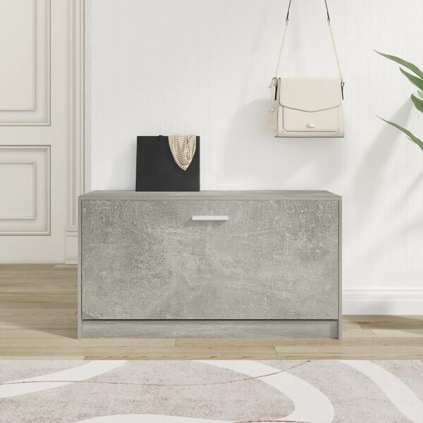 vidaXL Shoe Bench Concrete Grey 80x24x45 cm Engineered Wood