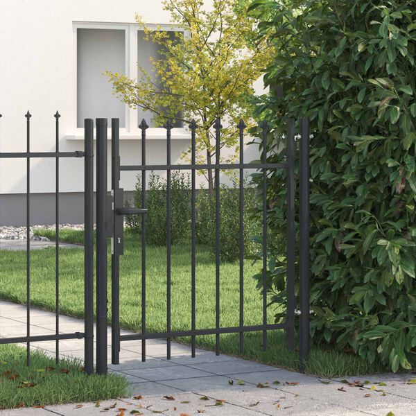 vidaXL Fence Gate with Lock Grey 103 x 150 cm Powder-Coated Steel