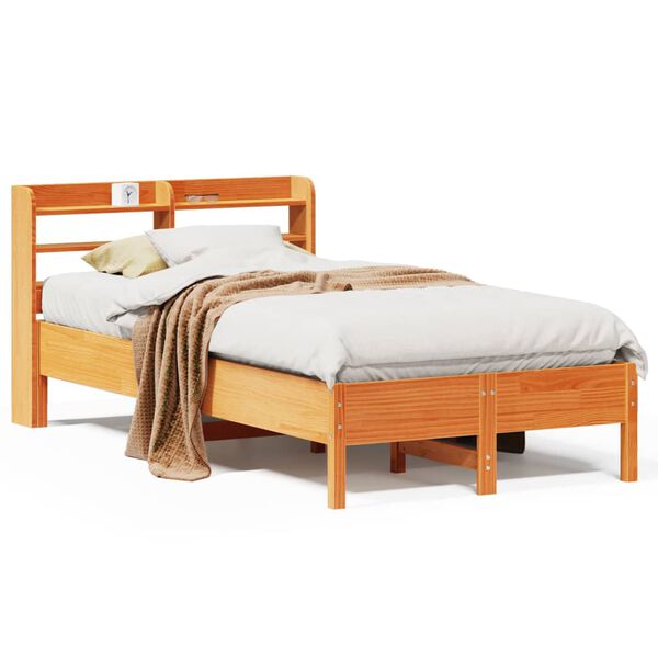 vidaXL Bed Frame without Mattress Wax Brown 75x190 cm Small Single Solid Wood Pine