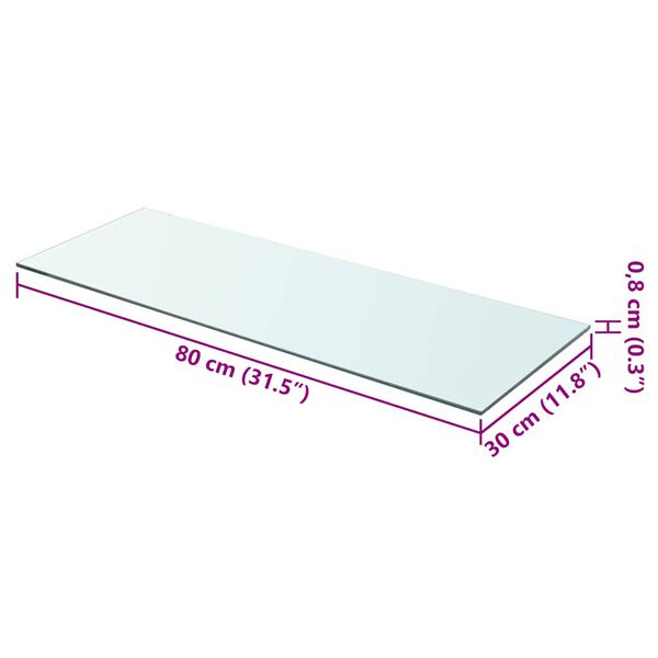 vidaXL Shelves 2 pcs Panel Glass Clear 80x30 cm