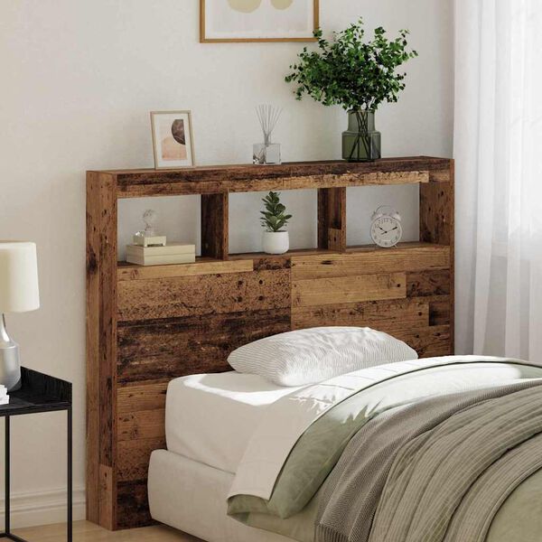 vidaXL Headboard with Shelf Old Wood 120 x 17 x 102 cm Engineered Wood
