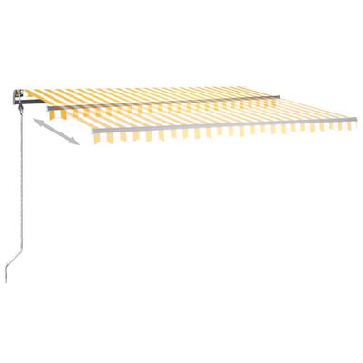 vidaXL Manual Retractable Awning with LED 450x300 cm Yellow and White