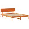 vidaXL Bed Frame with Headboard Wax Brown 160 x 200 cm Solid Pine Wood