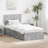 vidaXL Bed Frame with Drawer Concrete Grey 90 x 190 cm Engineered Wood