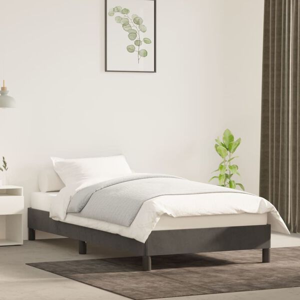 vidaXL Bed Frame without Mattress Dark Grey 90x190 cm Single Single Velvet