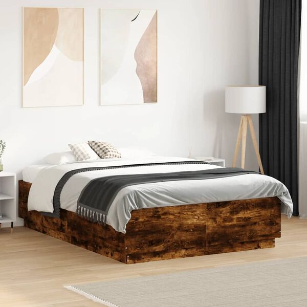 vidaXL Bed Frame without Mattress Smoked Oak 120x190 cm Small Double