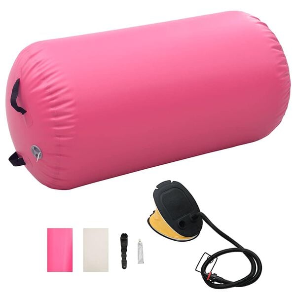 vidaXL Inflatable Gymnastic Roll with Pump 120x75 cm PVC Pink
