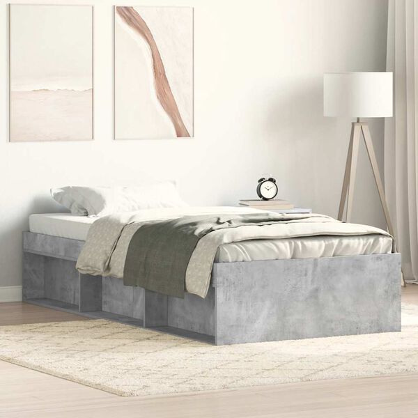vidaXL Bed Frame without Mattress Concrete Grey 90x190 cm Single
