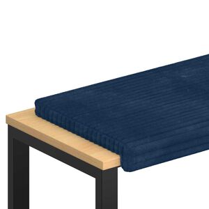 vidaXL Bench Cushion Plush Corduroy Navy Blue Depth 35 cm
