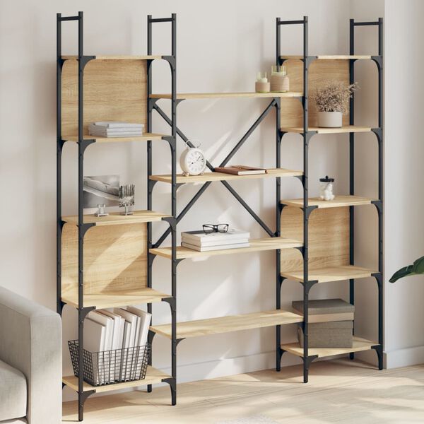 vidaXL Bookshelf Sonoma Oak 155.5x24x166.5 cm Engineered Wood