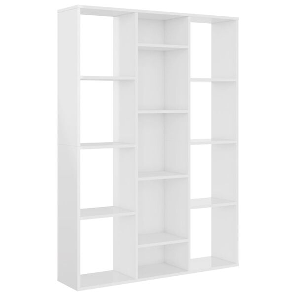 vidaXL Room Divider/Book Cabinet High Gloss White 100x24x140 cm Engineered Wood