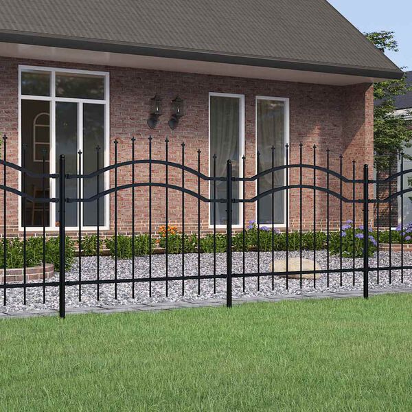 vidaXL Garden Fence Woerden with Spear Top Black 240x100 cm Steel