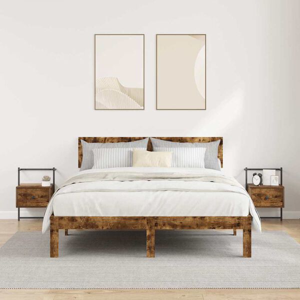 vidaXL Bedside Cabinets Wall-mounted 2 pcs Smoked Oak 35x30x51 cm Engineered Wood