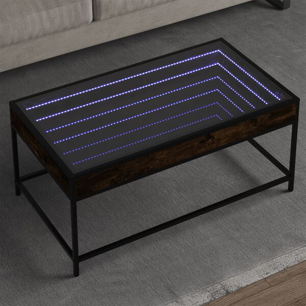 vidaXL Coffee Table with Infinity LED Smoked Oak 90x50x41 cm