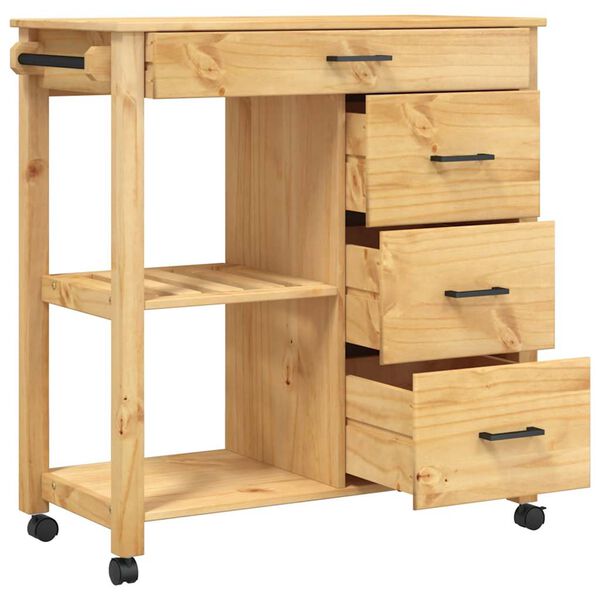 vidaXL Kitchen Trolley MONZA 84x40x88.5 cm Solid Wood Pine