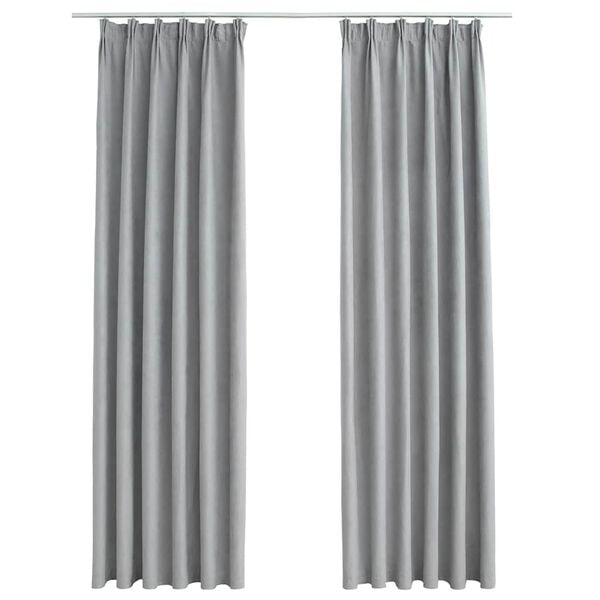 vidaXL Blackout Curtains with Hooks 2 pcs Grey 140x175 cm