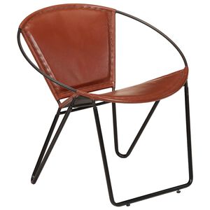 vidaXL Chair Brown Real Leather
