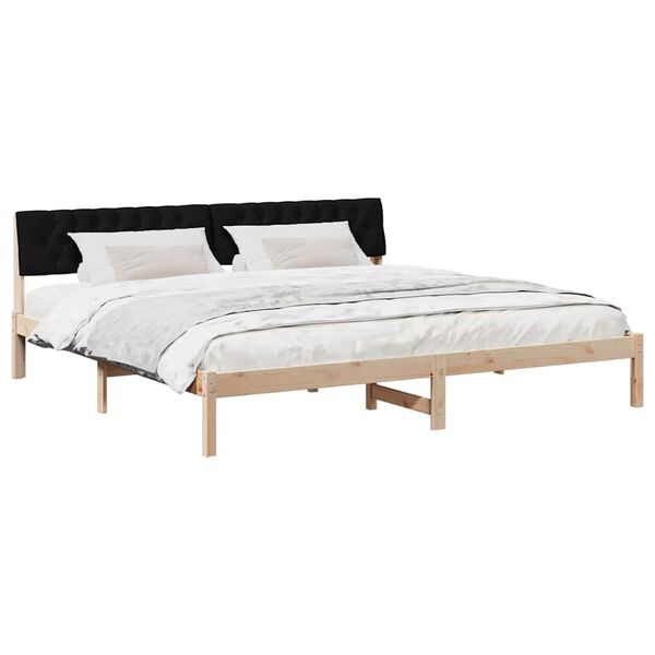 vidaXL Bed frame Brown and black 200 x 200 cm Solid pine wood