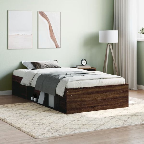 vidaXL Bed Frame without Mattress Brown Oak 90x190 cm Single