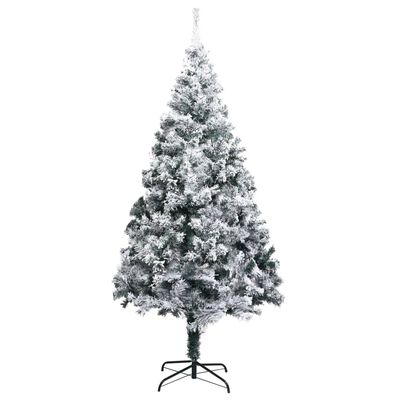 vidaXL Artificial Christmas Tree with Flocked Snow Green 210 cm PVC