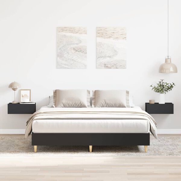 vidaXL Bed Frame No Mattress Black 140x200 cm Engineered Wood