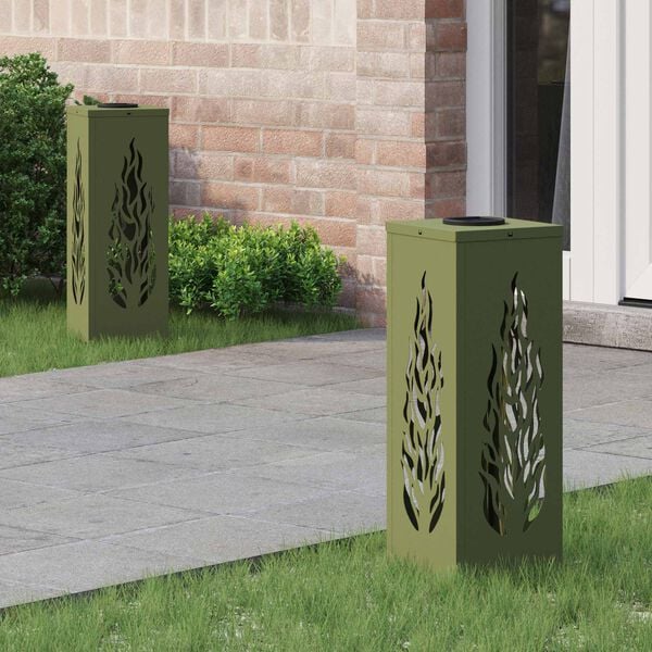 vidaXL Solar LED Pathway Light 2 pcs Olive Green Cold Rolled Steel