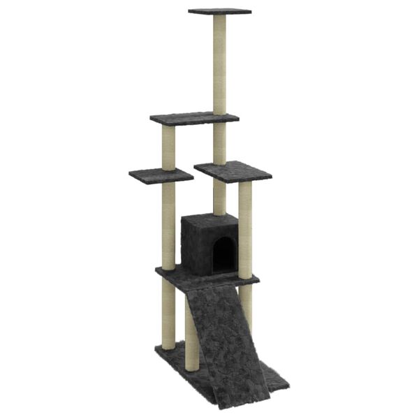 vidaXL Cat Tree with Sisal Scratching Posts Dark Grey 155 cm