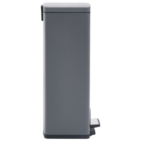 vidaXL Dustbin with Pedal Anti-fingerprint 30L Grey Stainless Steel