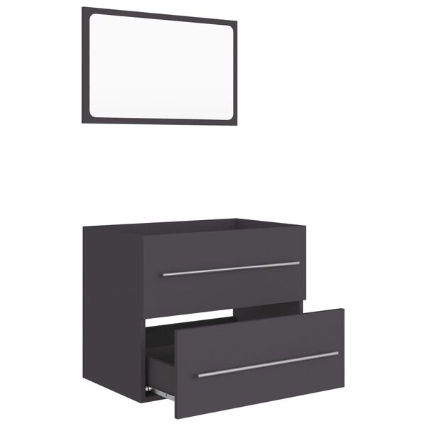 vidaXL 2 Piece Bathroom Furniture Set Grey Engineered Wood