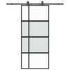 vidaXL Sliding Door with Hardware Set Black 90x205 cm Tempered Glass