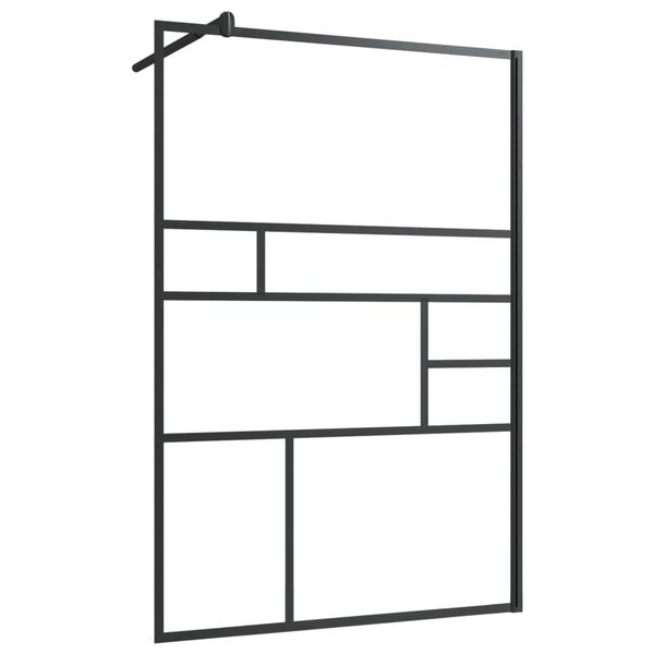 vidaXL Walk-in Shower Wall with Clear ESG Glass 115x195 cm Black