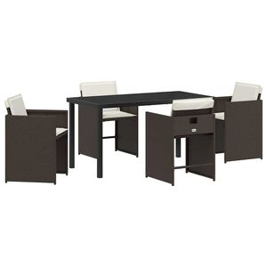 vidaXL Garden Dining Set 5 pcs Brown Poly Rattan