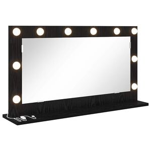 vidaXL Vanity Mirror with LED Strip Lights Black Oak 80 x 45 x 18 cm
